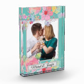 ティール(緑がかった色)&シャビーシックフローラカスタム写真 フォトブロック (左)