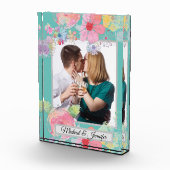 ティール(緑がかった色)&シャビーシックフローラカスタム写真 フォトブロック (右)