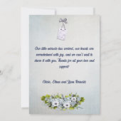 ティール(緑がかった色)シャビースタイルベビーフラットアナウンスメントカード 案内状 (裏面)