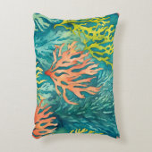 ティール(緑がかった色)シャルトレウスグリーンオレンジコーラルリーフビーチイ アクセントクッション (正面(垂直))