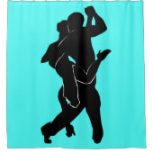 ティール（緑がかった色）シャワーカーテンとタンゴダンサーあなたの色 シャワーカーテン (正面)