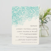 ティール（緑がかった色）シャワー | 素朴結婚式招待状 招待状 (スタンド正面)