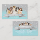 ティール（緑がかった色）シルバーキュートスパークルピッタードッグウォーカー 名刺 (正面/裏面)