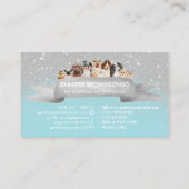 ティール（緑がかった色）シルバーキュートスパークルピッタードッグウォーカー 名刺 (裏面)