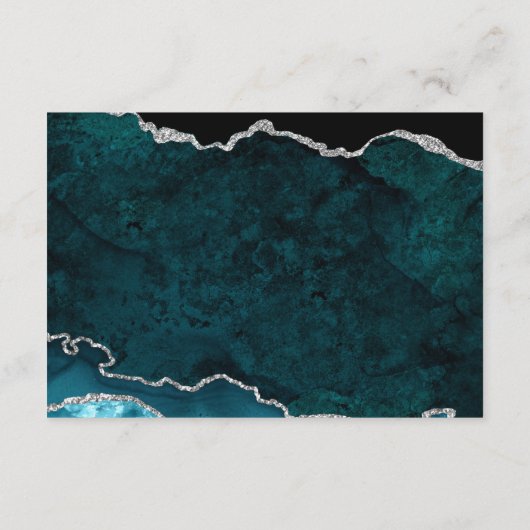 ティール（緑がかった色）シルバーグリッターアゲ結婚ートの宿泊施設 エンクロージャーカード (裏面)