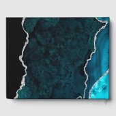 ティール（緑がかった色）&シルバーグリッターアゲ結婚ートズゲストブック ゲストブック (裏面)