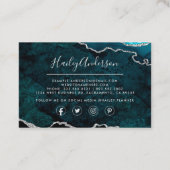 ティール(緑がかった色)&シルバーグリッターウォーターカラーギルド瑪瑙 名刺 (裏面)