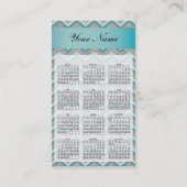 ティール(緑がかった色)シルバーグリッタージグザグポケット2019カレンダー 名刺 (裏面)