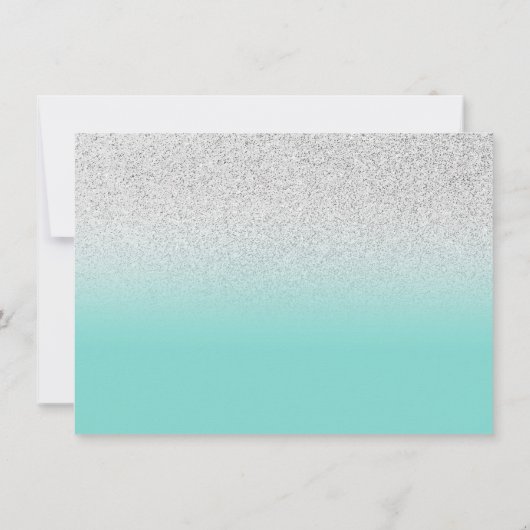 ティール(緑がかった色)シルバーグリッターブルー感謝していグリーンユーSweet 16 サンキューカード (裏面)