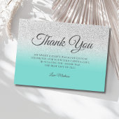 ティール（緑がかった色）シルバーグリッターブルー感謝していグリーンユーSweet 16 サンキューカード