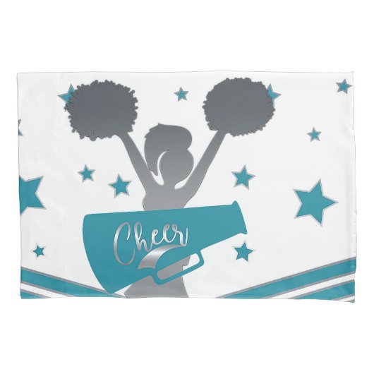 ティール(緑がかった色)&シルバースターズ応援応援リーディングガールズ 枕カバー (正面)