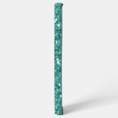 ティール(緑がかった色)シルバースパークルグラムきらきら光るメパーソナライズされたタル SAMSUNG GALAXYケース (左側面)