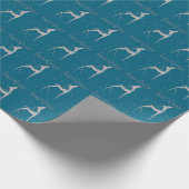 ティール（緑がかった色）シルバーディアハッピーホリデーズギフトラップ ラッピングペーパー (角)