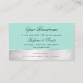 ティール（緑がかった色）シルバーデカールかわいいバラフラワーとイニシャル 名刺 (裏面)