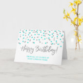 ティール(緑がかった色)シルバードットビジネスフロムグループ誕生日カード カード (黄色い花)