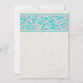ティール(緑がかった色)シルバーバ素朴ーラップレース結婚式招待状 招待状 (裏面)