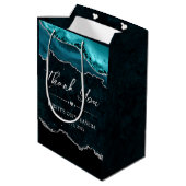 ティール（緑がかった色）&シルバーフェイクグリッターアゲートキンセアニェラ ミディアムペーパーバッグ (裏面アングル)