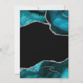 ティール（緑がかった色）&シルバーフェイクグリッターアゲートキンセアニェラ 招待状 (裏面)