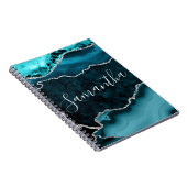 ティール（緑がかった色）&シルバーフェイクグリッターマーブルエーゲート ノートブック (右側)