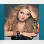 ティール（緑がかった色）シルバーフローラバラキンセアニェラグリッターガウン 三つ折り招待状 (内部中)