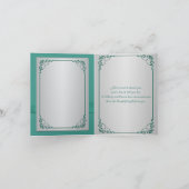 ティール（緑がかった色）、シルバーフローラ結婚の写真サンキューカード サンキューカード (内部)