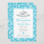 ティール（緑がかった色）シルバープリンセスウィンターワンダーランドキンセアニェラ 招待状 (正面/裏面)