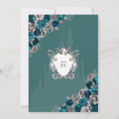 ティール（緑がかった色）&シルバープリンセスキャッスルキンセアニラ 招待状 (裏面)