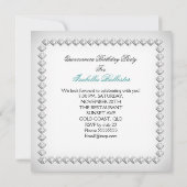 ティール（緑がかった色）シルバーホワイトキンセアニェラ15thバースデーパーティー 招待状 (裏面)