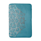 ティール（緑がかった色）&シルバーマンダラモエレガントロッコ バスマット (正面縦)