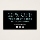 ティール（緑がかった色）シルバー感謝していアゲート割引カード (裏面)