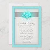ティール(緑がかった色)&シルバー結婚式招待状 招待状 (正面)