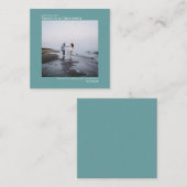 ティール(緑がかった色)シンプルウェディング日付を保存フォトミニ ノートカード (正面/裏面)