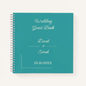 ティール(緑がかった色)シンプルカスタムウェディングゲスト ノートブック (正面)