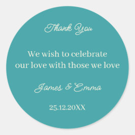 ティール(緑がかった色)シンプルカスタムウェディング ラウンドシール