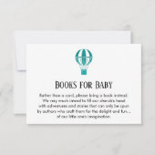 ティール(緑がかった色)シンプルグリッター熱気球ブックリクエスト 招待状 (正面)