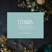 ティール(緑がかった色)シンプルグリーンの結婚写真ありがとう カード