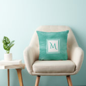 ティール（緑がかった色）シンプルグリーンパステル大理石モノグラモダンム クッション (椅子)