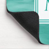 ティール（緑がかった色）シンプルグリーンパステル大理石モノグラモダンム マウスパッド (コーナー)