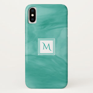 ティール(緑がかった色)シンプルグリーンパステル大理石モノグラモダンム iPhone X ケース