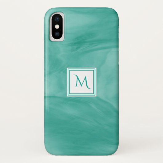 ティール(緑がかった色)シンプルグリーンパステル大理石モノグラモダンム Case-Mate iPhoneケース (裏面)