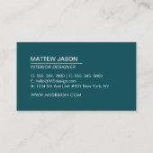 ティール（緑がかった色）シンプルグリーンミニマモダンリスト名刺 名刺 (裏面)