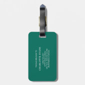ティール（緑がかった色）シンプルグリーンラゲージタグ ラゲッジタグ (裏面縦)