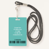 ティール（緑がかった色）シンプルグリーンラージフォトロゴコードテンプレート バッジ (裏面ランヤード)