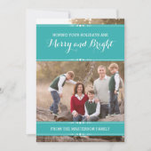 ティール（緑がかった色）シンプルシックホリデーフォトフラットカード シーズンカード (正面)