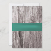 ティール(緑がかった色)シンプルシャムロックリボンウッドバースデーパーティー 招待状 (裏面)