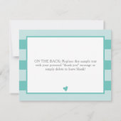 ティール(緑がかった色)シンプルハート男の子ベイビーシャワー写真ありがとう サンキューカード (裏面)