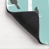 ティール(緑がかった色)シンプルブルーバードツリーパターン マウスパッド (コーナー)