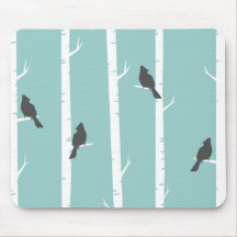 ティール（緑がかった色）シンプルブルーバードツリーパターン