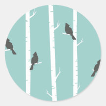 ティール（緑がかった色）シンプルブルーバードツリーパターン