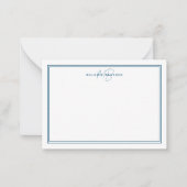 ティール（緑がかった色）シンプルブルーミニマリストモノグラムツー縁どル ノートカード (正面)